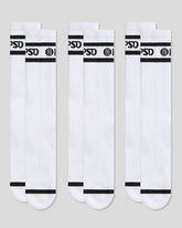 3 Pack - Logo Stripe Crew - White