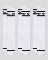3 Pack - Logo Stripe Crew - White