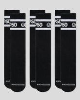 3 Pack - Logo Stripe Crew - Black